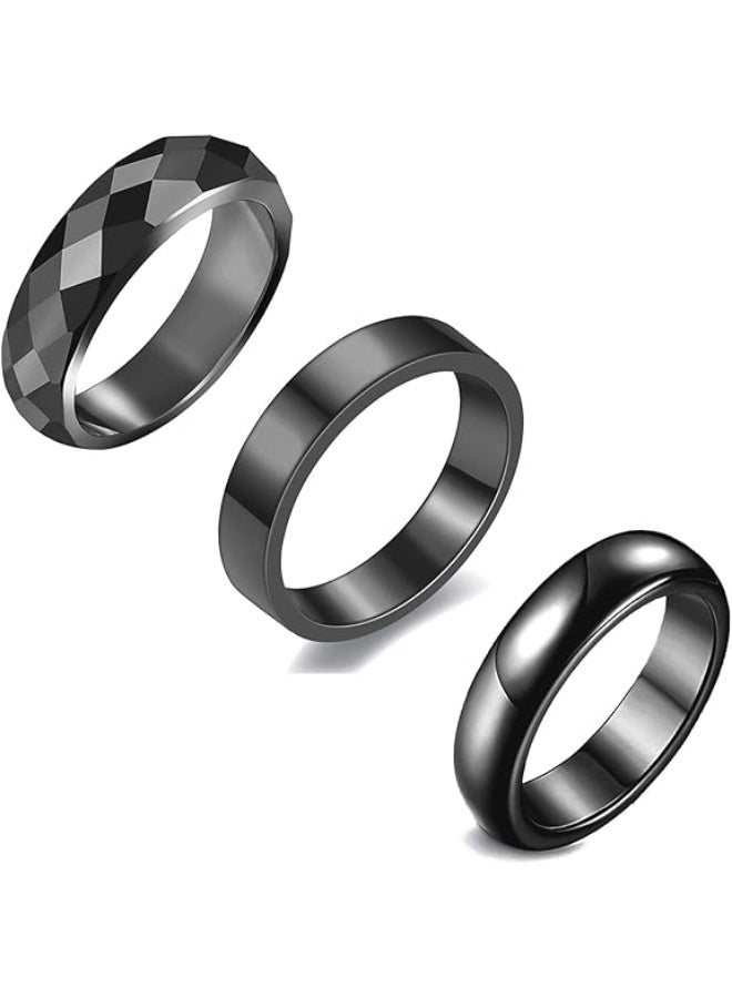 Hematite Rings for Women Black Obsidian Rings